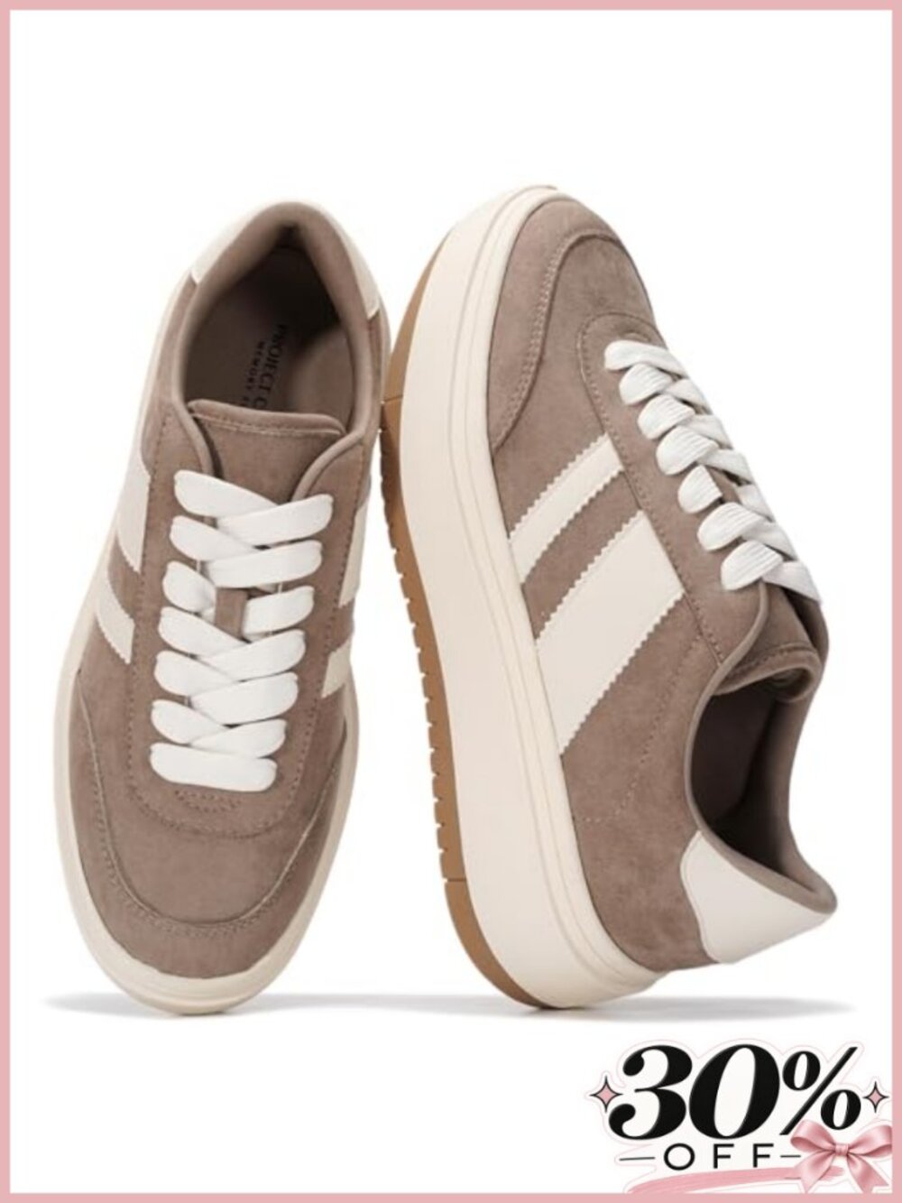 Women's Leather Platform Lace-Up Sneakers with Memory Foam